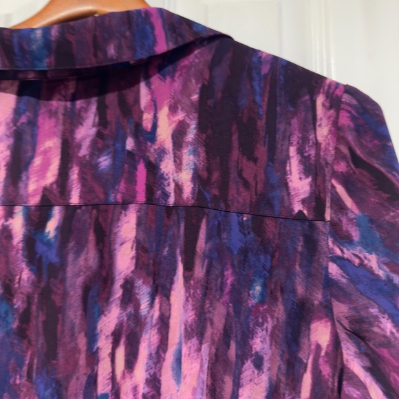 LOGO by Lori Goldstein Woven Button‎ Down Shirt Dress Midi High-Low Hem 1X - Picture 5 of 7